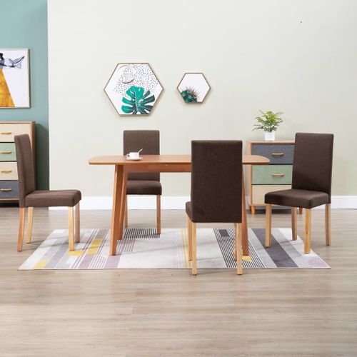 Chaises De Salle À Manger 4 Pcs Marron Tissu