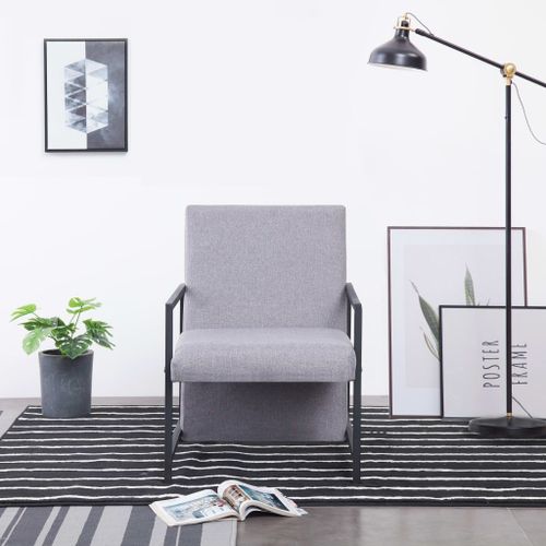 Vidaxl Fauteuil Gris Clair Tissu