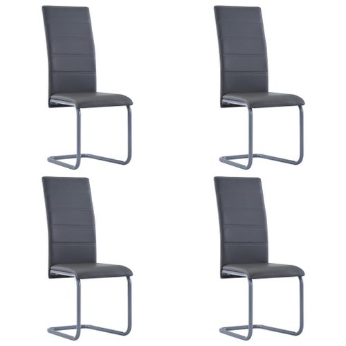 Vidaxl Chaises De Salle À Manger Cantilever 4 Pcs Gris Similicuir