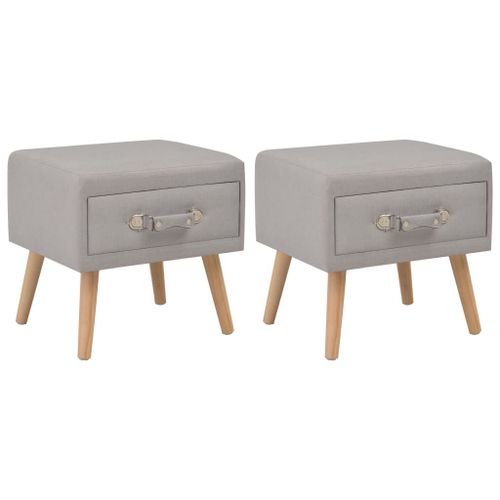 Tables De Chevet 2 Pcs Gris 40x35x40 Cm Tissu