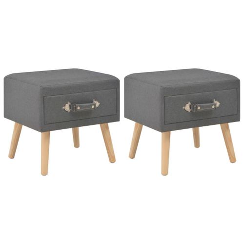 Tables De Chevet 2 Pcs Gris Foncé 40x35x40 Cm Tissu