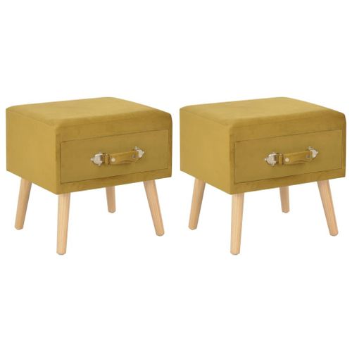 Tables De Chevet 2 Pcs Moutarde 40x35x40 Cm Velours