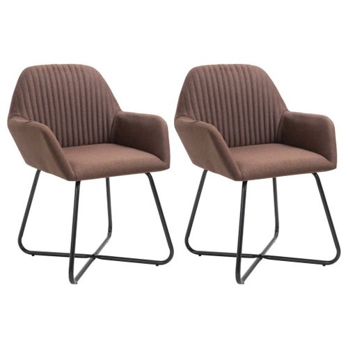 Chaises De Salle À Manger 2 Pcs Marron Tissu