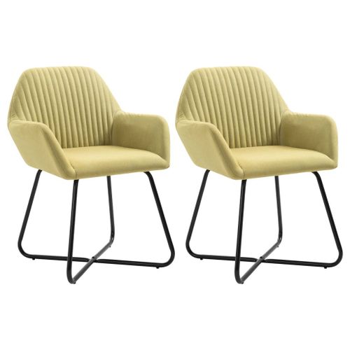 Vidaxl Chaises De Salle À Manger 2 Pcs Vert Tissu