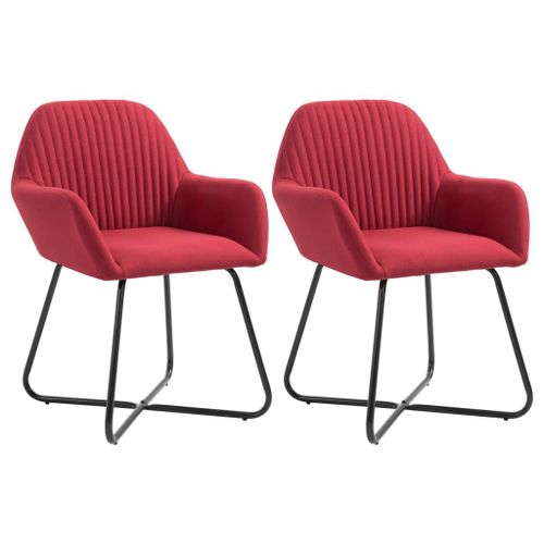 Vidaxl Chaises De Salle À Manger 2 Pcs Rouge Bordeaux Tissu