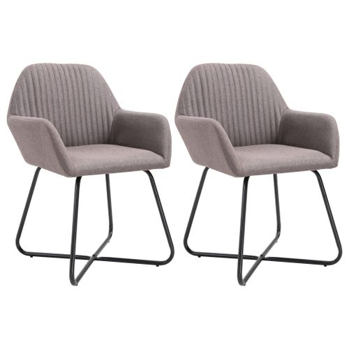 Vidaxl Chaises De Salle À Manger 2 Pcs Taupe Tissu