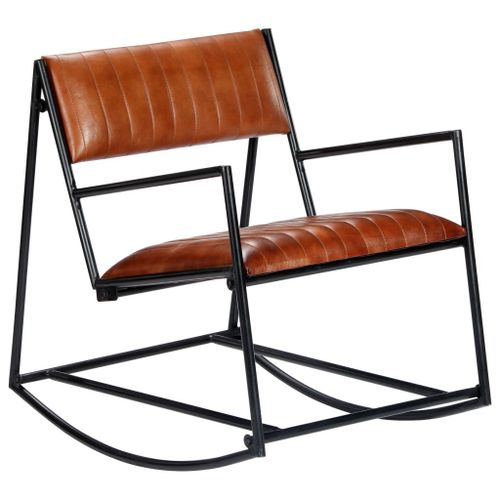 Vidaxl Chaise À Bascule Marron Cuir Véritable