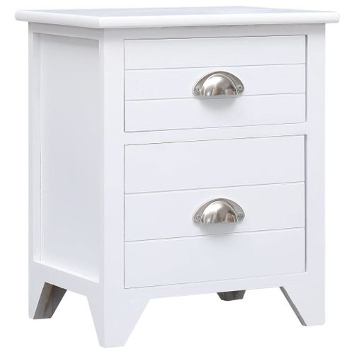Vidaxl Table De Chevet Blanc 38x28x45 Cm Bois De Paulownia