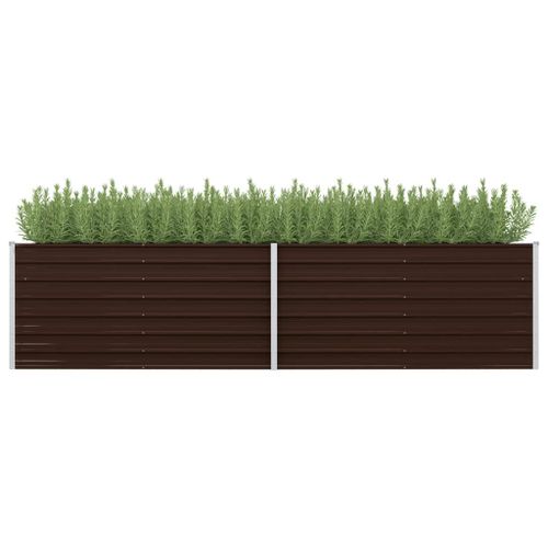 Vidaxl Lit Surélevé De Jardin Marron 320x80x77 Cm Acier Galvanisé