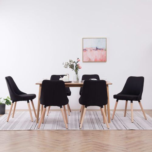 Chaises De Salle À Manger 6 Pcs Noir Tissu