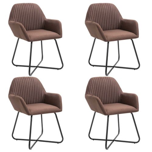 Chaises De Salle À Manger 4 Pcs Marron Tissu