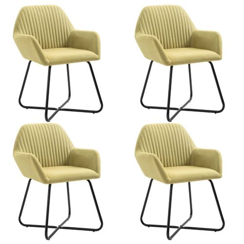 Vidaxl Chaises De Salle À Manger 4 Pcs Vert Tissu