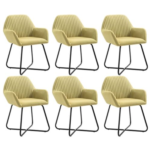 Vidaxl Chaises De Salle À Manger 6 Pcs Vert Tissu
