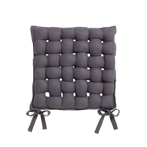 Galette De Chaise Tressée - 40 X 40 Cm - Gris Foncé
