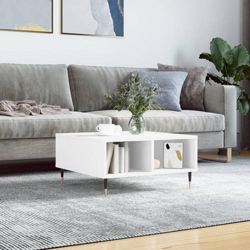 Table Basse D'appoint Moderne Bois D'ingenierie Blanc 60x60x30 Cm