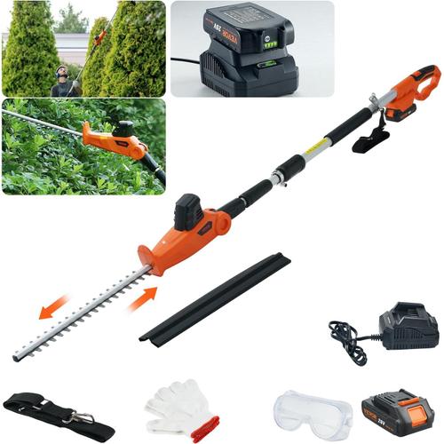 46cm Télescopique Taille-Haie à Batterie 20 V sans Fil Lame en Acier à Double Tranchant 45,7 cm Perche Télescopique 188-239 cm Coupe Branches électrique avec Chargeur Rapide pour Plantes Hautes