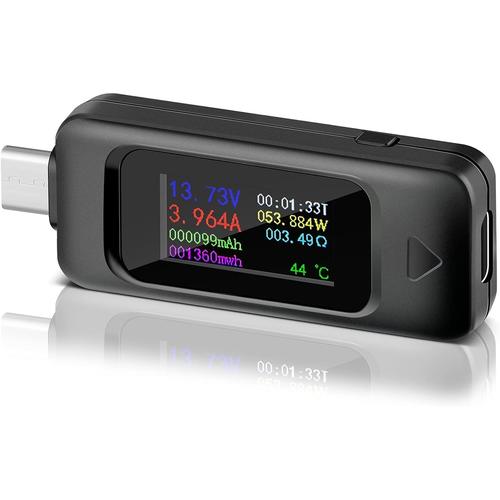 Black Black Appareil de Mesure voltmètre testeur USB Type C Testeur de Tension et de Courant du multimètre 0-5.1A 4-30V