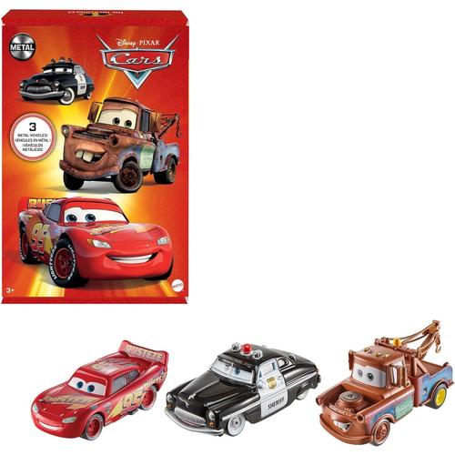 Lightning Mcqueen, Shérif Et Hook Disney Pixar Cars Coffret 3 Véhicules Radiator Springs À L¿Échelle 1/55, Voitures Flash