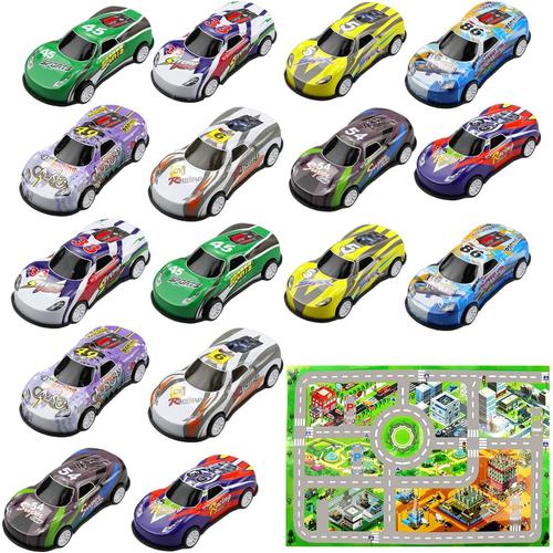 16 Pcs Petite Voiture Enfant Jouets Voitures Miniatures En Métal Mini Voiture Jouet De Course À Friction Jouet Cars À Tirer Pour