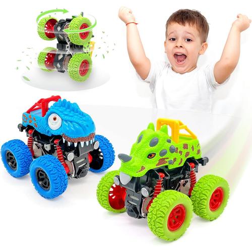 Vert/Bleu Voiture Jouet Lot De 2 Monster Truck Dinosaure, Cars Bebe Jeux Camion Enfant Garçon Cadeau 2 3 4 5 Ans