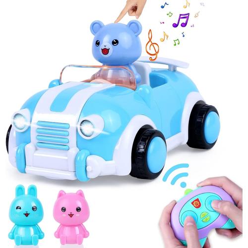 Bleu Voiture Télécommandée Avec Lumières Et Musique, 2.4ghz Voiture Radiocommandée Rc Car, Cadeaux D'anniversaire Et De Noël