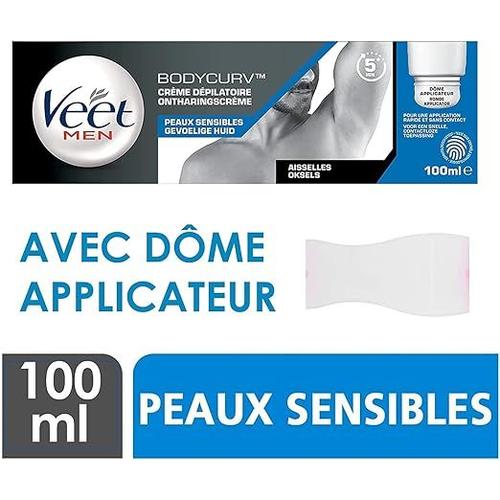Veet Men - Lot De 3 Crèmes Dépilatoires Avec Dôme Applicateur - Peaux Sensibles - 2x100 Ml 