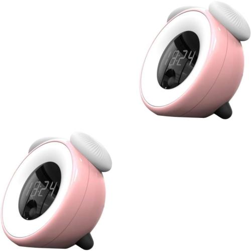 Rose Rose 2 Pièces radio réveil horloge digitale veilleuse Lampe de nuit réveil numérique réveil tactile lumière de réveil induction