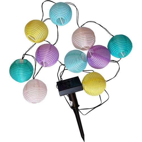 Multicolores Guirlande Lumineuse Solaire À Led Avec 10 Lampions Multicolores 2,4 M Ip44 (Chaîne De Lampions Solaires