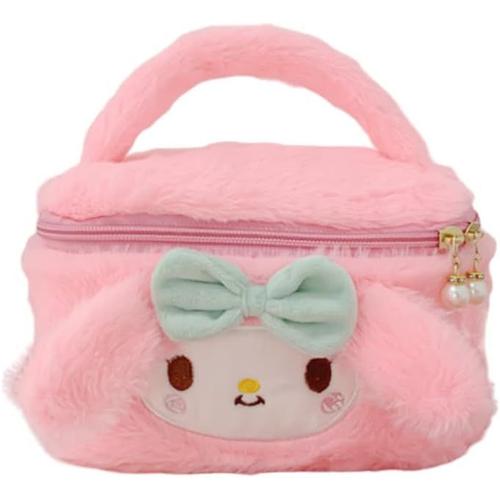 Rose 20x12cm Kawaii Trousse Chat Trousse De Toilette en Peluche, Sac CosméStiques De Voyage Portable De Dessin Animé Grande Capacité