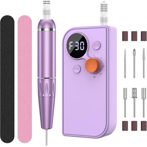 Lilas Lilas Ponceuse Pour Ongles Professionnel Electrique, Lime A Ongle Electrique Nail Drill Portable Salon Et Maison, Vitesse Réglable,