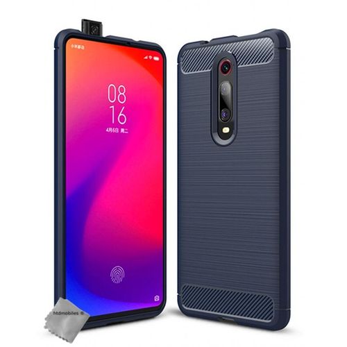 Housse Etui Coque Silicone Gel Carbone Pour Xiaomi Mi 9t Pro + Film Ecran - Bleu Fonce