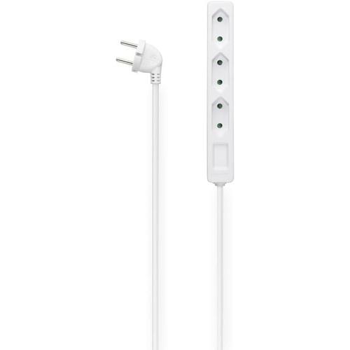 Blanc Blanc Multiprise Euro 3 Prises (Distribution Alimentation Slim, Extra Plat, 3 Prises 'Euro' Femelles, 16A, 230V, Max 1700W, cable