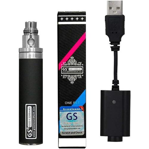 Noir Noir GS EGO II 2200mAh cigarette électronique Indicateur LED 3 couleurs Batterie & Chargeur USB, Non Nicotine Ni Tabac (Noir)