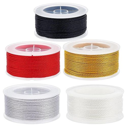 131yd/120m 1.5mm Twisted Nylon Cord 3-Ply Satin Nylon Trim Cord Macrame Thread String Cord Braided