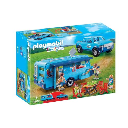 Playmobil Family Fun 9502 - Famille Avec Voiture Et Caravane