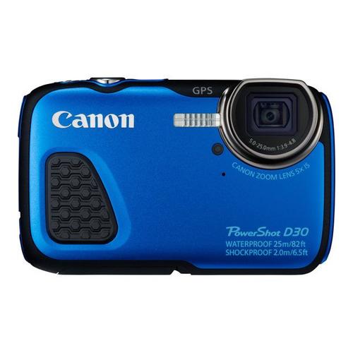 Canon PowerShot D30 - Appareil photo numérique - compact - 12.1 MP - 1080p - 5x zoom optique - sous-marin jusqu'à 25 m - bleu