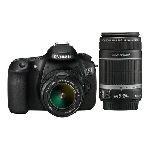 Appareil photo Reflex Canon EOS 60D + Objectifs EF-S 18-55 mm IS II et 55-250 mm IS II Reflex - 18.0 MP - APS-C - 1080p / 30 pi/s - 3x zoom optique objectifs EF-S 18-55 mm IS II et 55-250 mm IS...