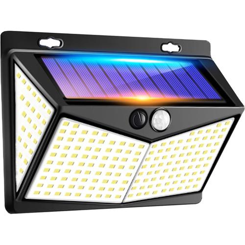 Noir Noir Lampe Solaire Exterieur, Projecteur Led 208 Led Detecteur De Mouvement Avec 3 Modes D'angle D'éclairage De 270° Lampes Étanches