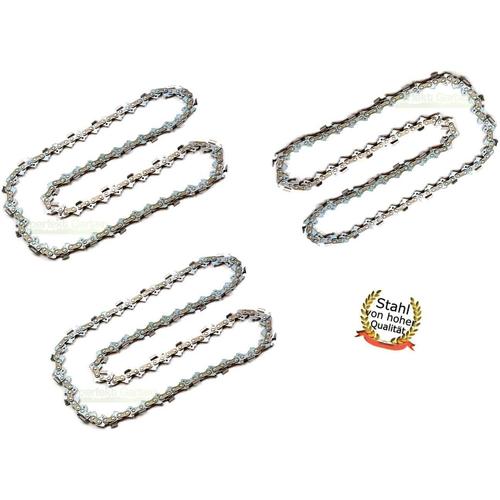 Lot de 3 chaînes de tronçonneuse de 40 cm - 1,3 mm - 3/8 - 56 TG - Convient pour tronçonneuse ALDI King Craft KS 1500 B/GUEDE KS 402 P/Top Craft KSI 2100