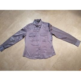 Chemisier Manches Longues En Satin Gris Taille 40 Etam