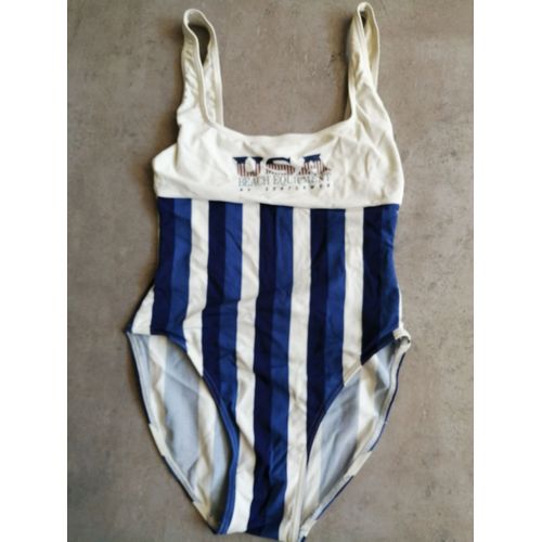 Maillot De Bain Rayé Bleu Et Écru Taille M Décathlon