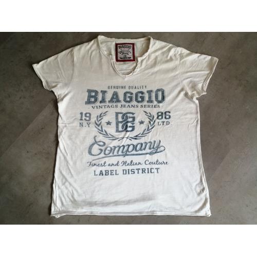 T-Shirt Biaggio Jeans Coton L Blanc Cassé