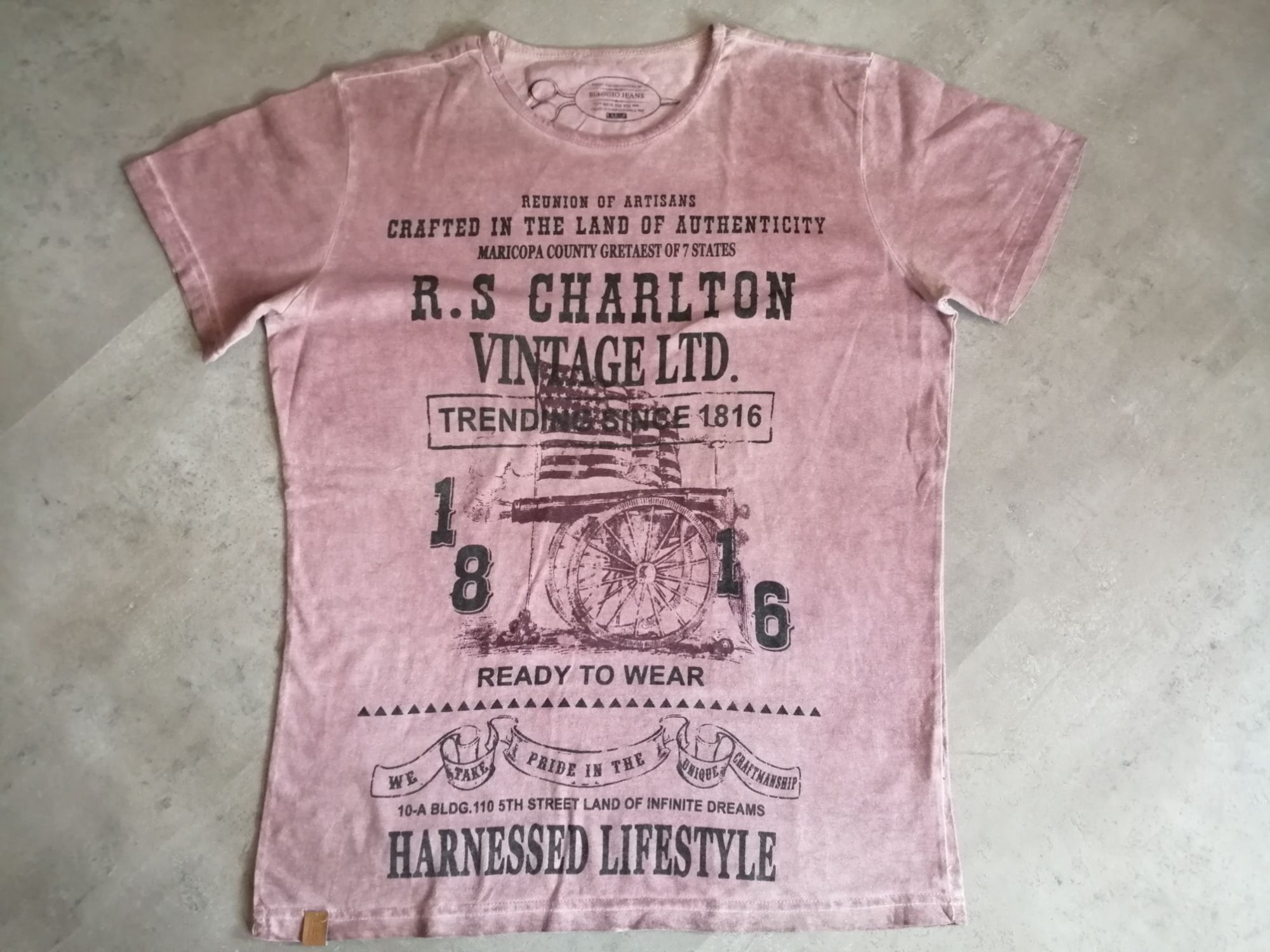 T-Shirt Biaggio Jeans Coton L Rose Foncé