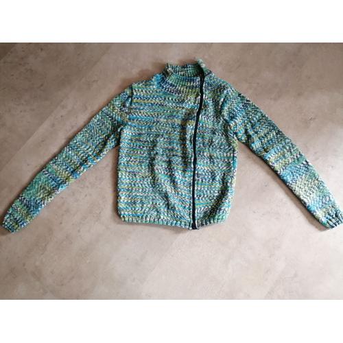 Gilet Fait Main 10/12 Ans Multicolore Chiné