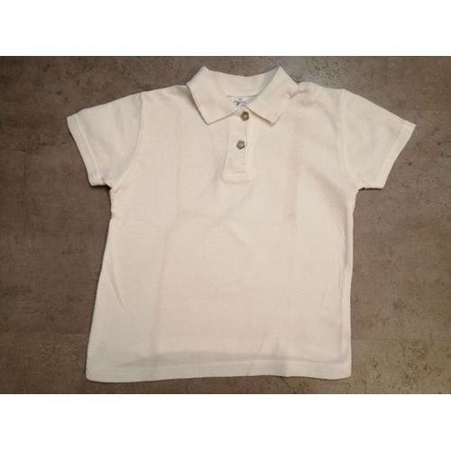 Polo Manches Courtes Blanc Nid D'abeille Taille 6 Ans