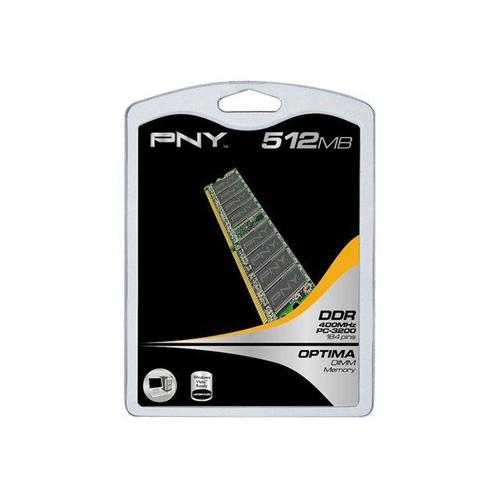 PNY - DDR - 512 Mo - DIMM 184 broches - 400 MHz / PC3200 - mémoire sans tampon - non ECC