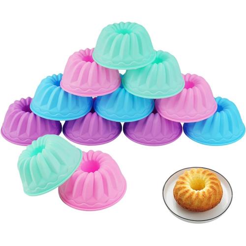 12 Pièces Moule Mini Kouglof Silicone, Moule a Baba au Rhum, Moules à Kouglof Réutilisables, Faciles à Démouler pour la Patisserie