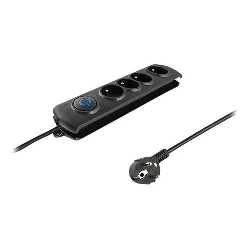 Qoltec - Protection contre les surtensions - CA 230 V - 3680 Watt - connecteurs de sortie : 4 - 2.5 m cordon - Europe - noir