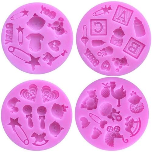 Baby Shower Fondant Mold Moule en silicone pour décoration de gateau - Pour réaliser soi-même des gateaux, bonbons, chocolats,