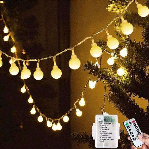 Guirlande lumineuse à 60 LED - Batterie - Extérieur/intérieur - 8 modes - 7 m - Avec télécommande - étanche - éclairage de Noël